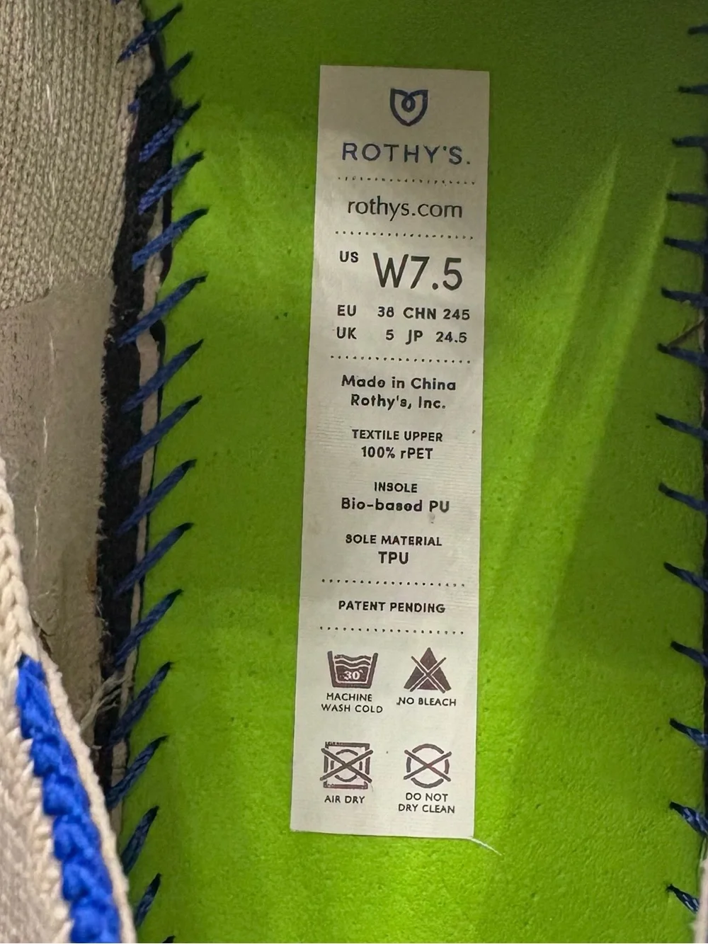 Rothy's The Original Slip On Sneakers Sand Beige Women's Size 7.5 Washable